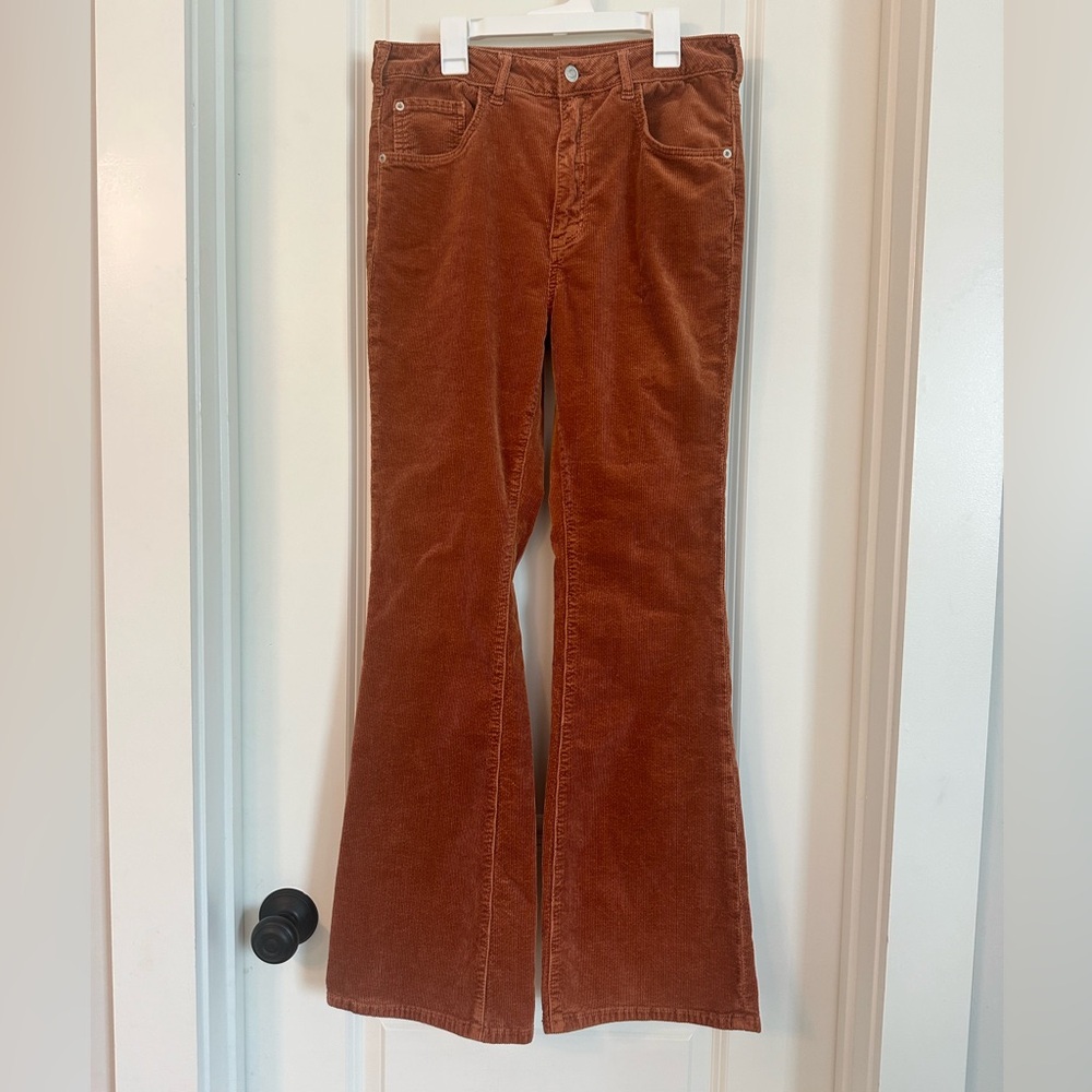 Anthropologie Pilcro The Icon Rust/Orange Corduroy Flare Pants